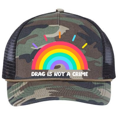 Drag Is Not A Crime Support Drag Queens LGBTQ Rights Rainbow Retro Rope Trucker Hat Cap