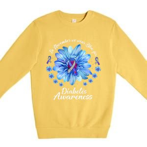 Daisy In November We Wear Blue For Diabetes Awareness Gift Premium Crewneck Sweatshirt