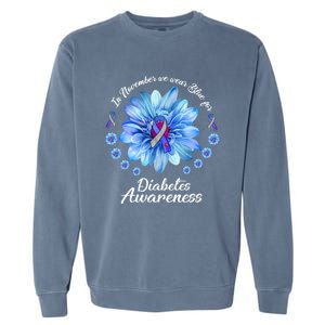 Daisy In November We Wear Blue For Diabetes Awareness Gift Garment-Dyed Sweatshirt