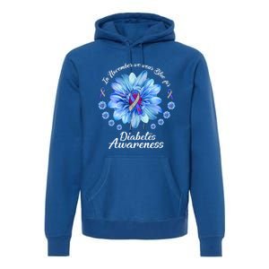 Daisy In November We Wear Blue For Diabetes Awareness Gift Premium Hoodie