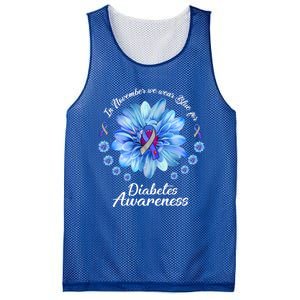 Daisy In November We Wear Blue For Diabetes Awareness Gift Mesh Reversible Basketball Jersey Tank