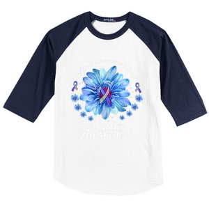 Daisy In November We Wear Blue For Diabetes Awareness Gift Baseball Sleeve Shirt