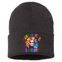 Drag Is Not A Crime Fabulous Drag Queen Lgbtq Equality Pride Sustainable Knit Beanie