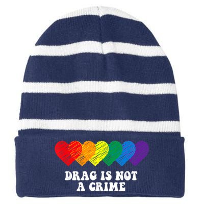 Drag Is Not A Crime LGBT Striped Beanie with Solid Band