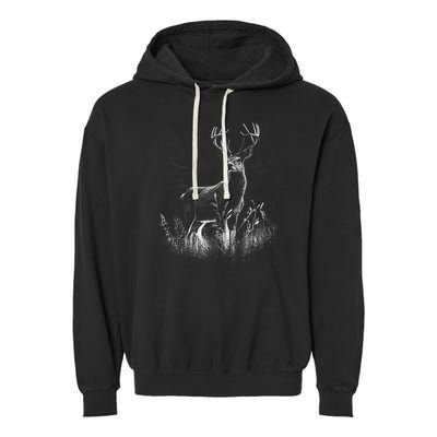 Deer In Nature Realistic Garment-Dyed Fleece Hoodie