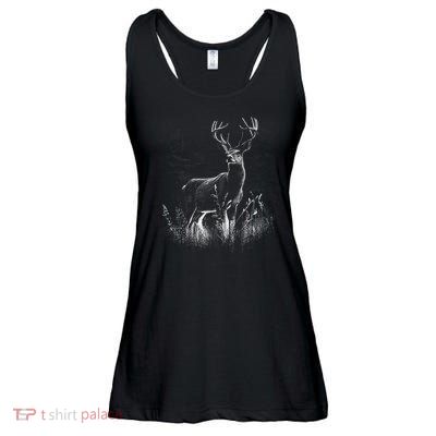 Deer In Nature Realistic Ladies Essential Flowy Tank