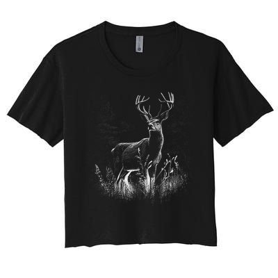 Deer In Nature Realistic Crop Top