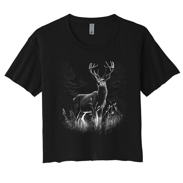 Deer In Nature Realistic Crop Top