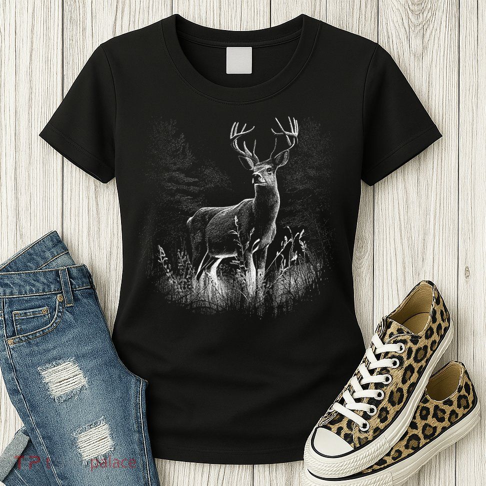Deer In Nature Realistic Womens T-Shirt