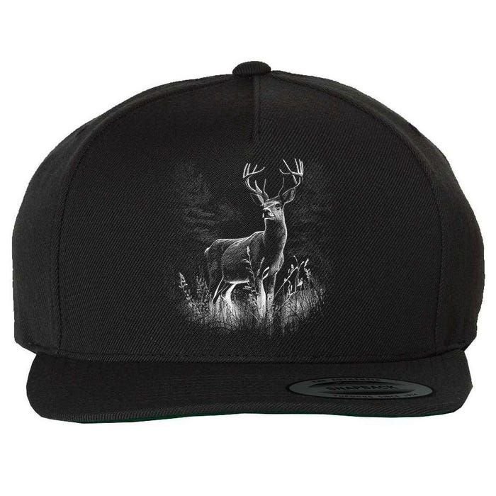Deer In Nature Realistic Wool Snapback Cap