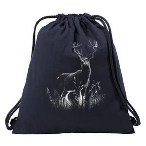 Deer In Nature Realistic Drawstring Bag