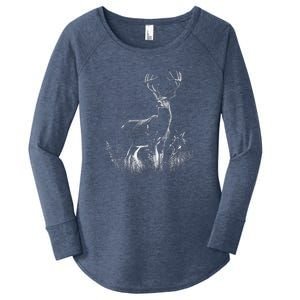 Deer In Nature Realistic Women's Perfect Tri Tunic Long Sleeve Shirt