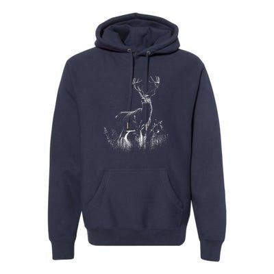 Deer In Nature Realistic Premium Hoodie