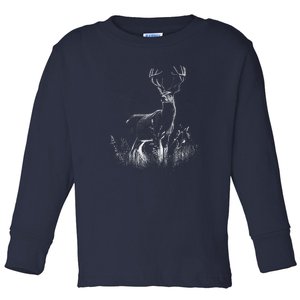 Deer In Nature Realistic Toddler Long Sleeve Shirt