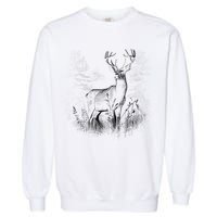 Deer In Nature Realistic Garment-Dyed Sweatshirt