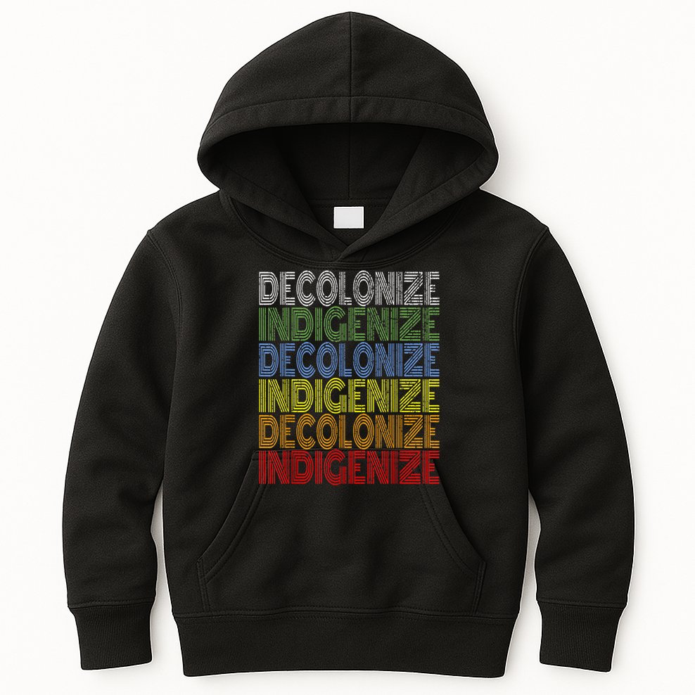 DECOLONIZE INDIGENIZE Native American Education Gift Kids Hoodie