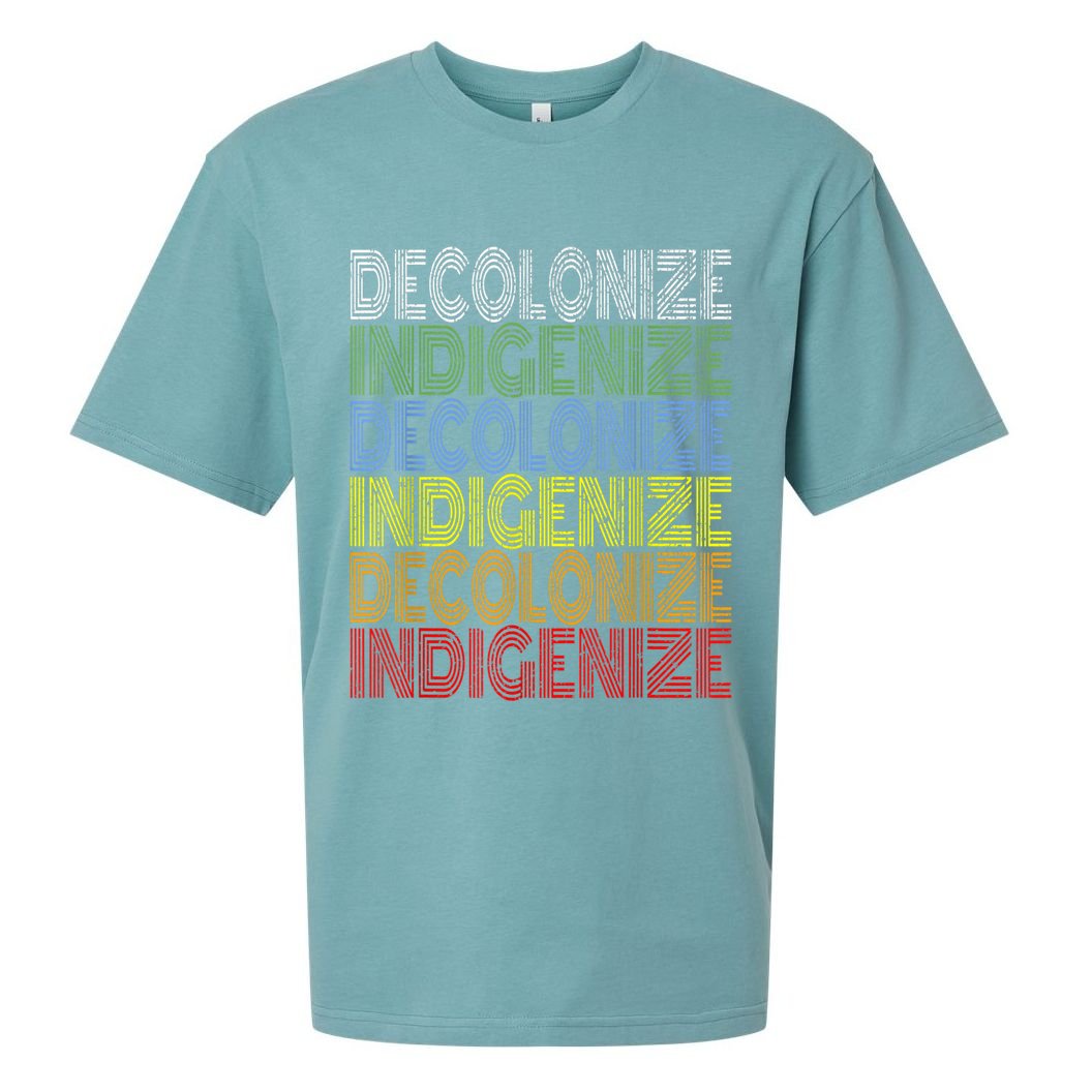 DECOLONIZE INDIGENIZE Native American Education Gift Sueded Cloud Jersey T-Shirt