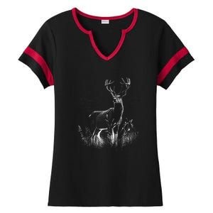 Deer In Nature Realistic Ladies Halftime Notch Neck Tee