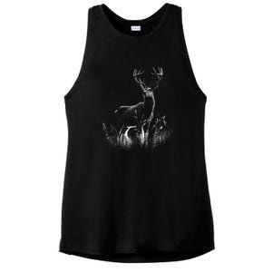 Deer In Nature Realistic Ladies PosiCharge Tri-Blend Wicking Tank