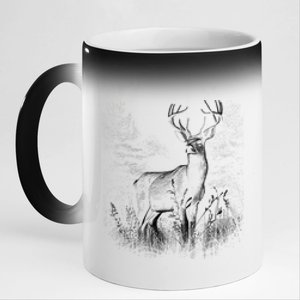 Deer In Nature Realistic 11oz Black Color Changing Mug