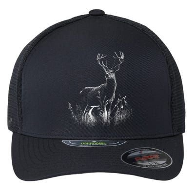 Deer In Nature Realistic Flexfit Unipanel Trucker Cap