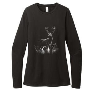 Deer In Nature Realistic Womens CVC Long Sleeve Shirt