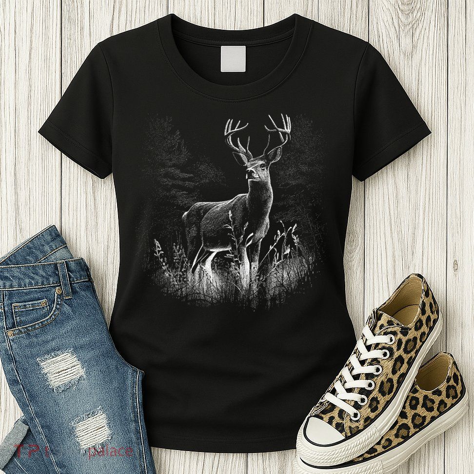 Deer In Nature Realistic Womens T-Shirt