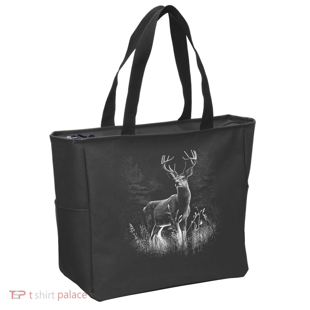 Deer In Nature Realistic Zip Tote Bag