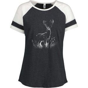 Deer In Nature Realistic Enza Ladies Jersey Colorblock Tee