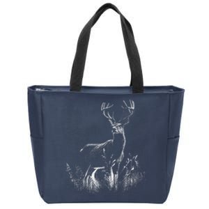 Deer In Nature Realistic Zip Tote Bag