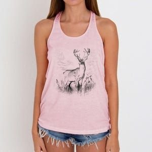 Deer In Nature Realistic Women's Knotted Racerback Tank