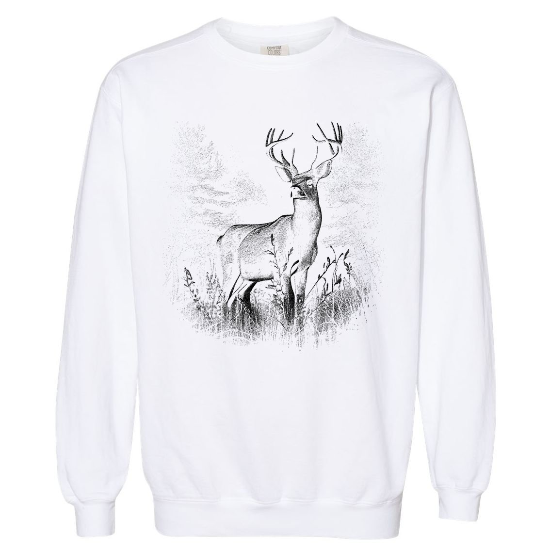 Deer In Nature Realistic Garment-Dyed Sweatshirt