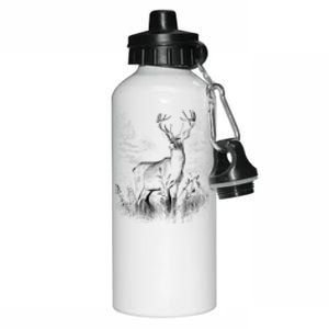 Deer In Nature Realistic Aluminum Water Bottle