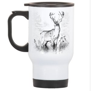 Deer In Nature Realistic Stainless Steel Travel Mug