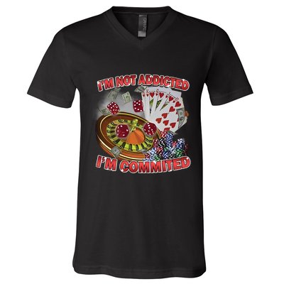 Driptoosoft IM Not Addicted IM Committed New V-Neck T-Shirt