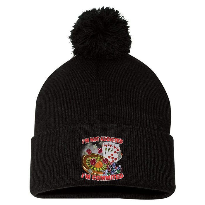 Driptoosoft IM Not Addicted IM Committed New Pom Pom 12in Knit Beanie