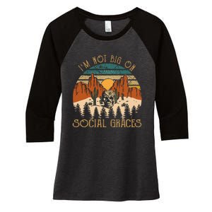 Design IM Not Big On Social Graces Love Country Music Women's Tri-Blend 3/4-Sleeve Raglan Shirt