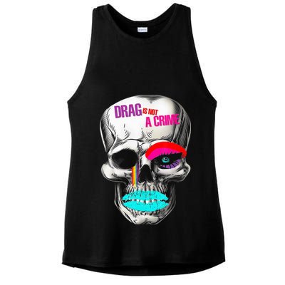 Drag Is Not A Crime Skull Ladies PosiCharge Tri-Blend Wicking Tank