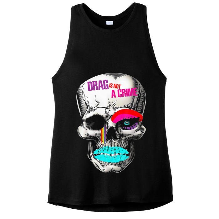 Drag Is Not A Crime Skull Ladies PosiCharge Tri-Blend Wicking Tank