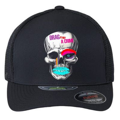 Drag Is Not A Crime Skull Flexfit Unipanel Trucker Cap