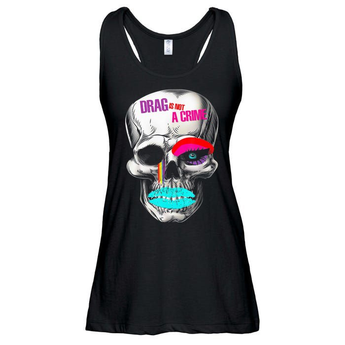 Drag Is Not A Crime Skull Ladies Essential Flowy Tank