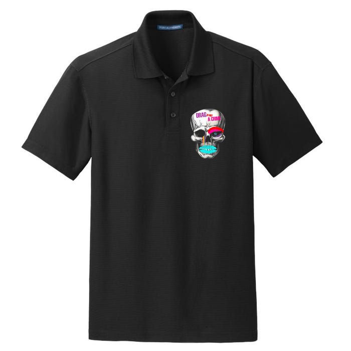 Drag Is Not A Crime Skull Dry Zone Grid Polo