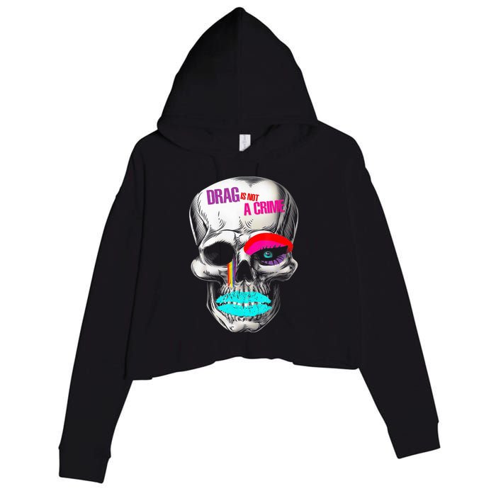Drag Is Not A Crime Skull Crop Fleece Hoodie