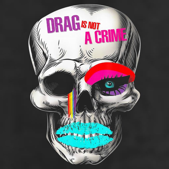 Drag Is Not A Crime Skull Crop Fleece Hoodie