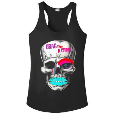 Drag Is Not A Crime Skull Ladies PosiCharge Competitor Racerback Tank