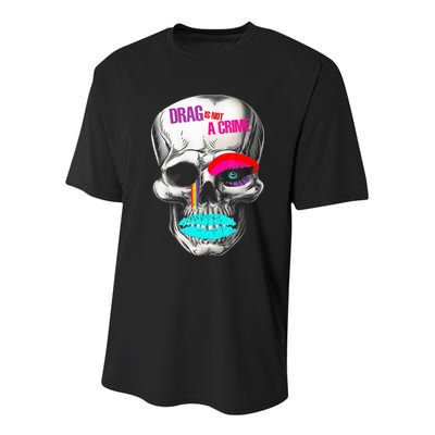 Drag Is Not A Crime Skull Youth Performance Sprint T-Shirt