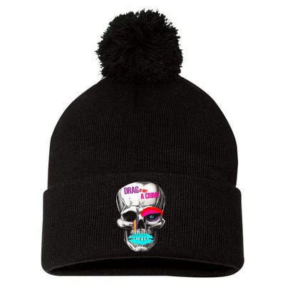 Drag Is Not A Crime Skull Pom Pom 12in Knit Beanie