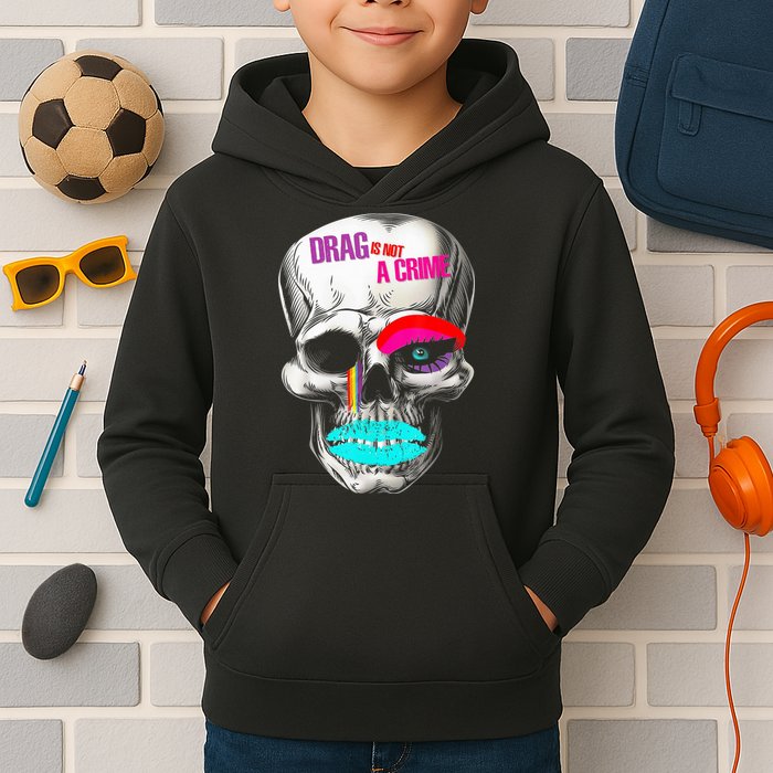 Drag Is Not A Crime Skull Kids Hoodie