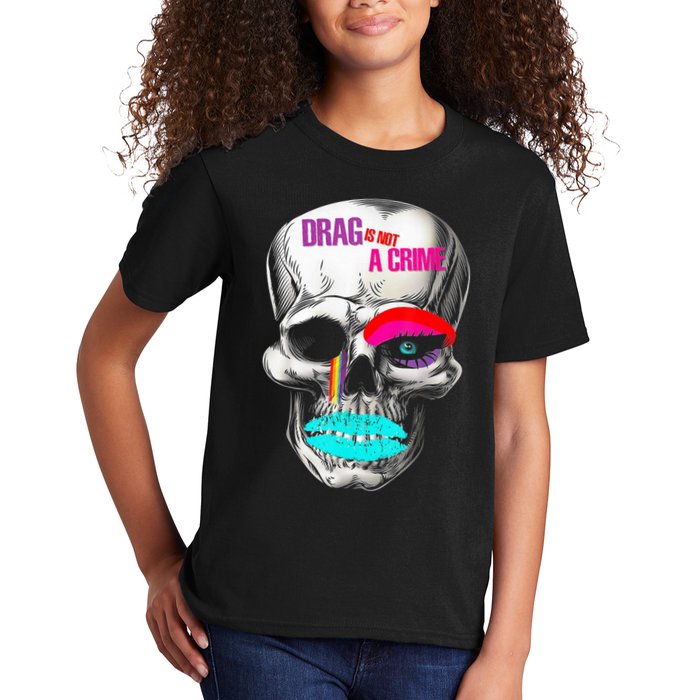 Drag Is Not A Crime Skull Kids T-Shirt