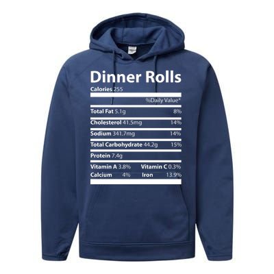 Dinner Rolls Nutritional Facts Funny Thanksgiving Performance Fleece Hoodie